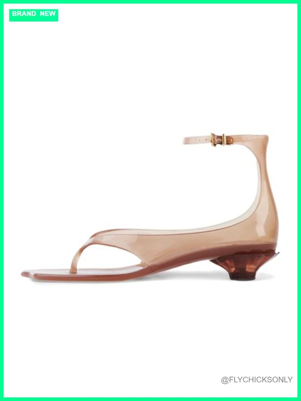 Jelly Thong Kitten Heel Sandals Clear Flip Flop Summer Shoes
